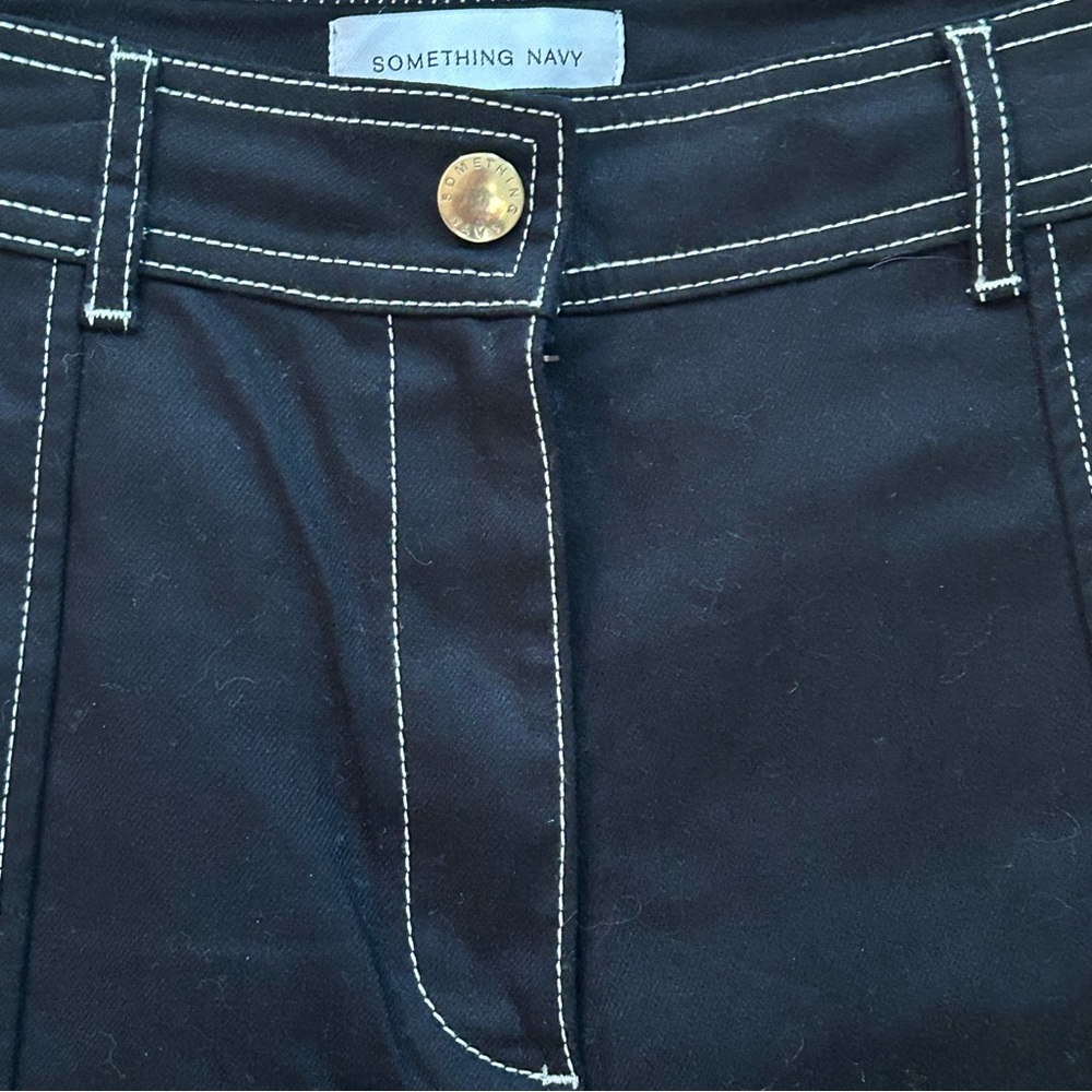 Something Navy Black‎ Wide Leg contrast stitch trousers size 16 New - Picture 7 of 9